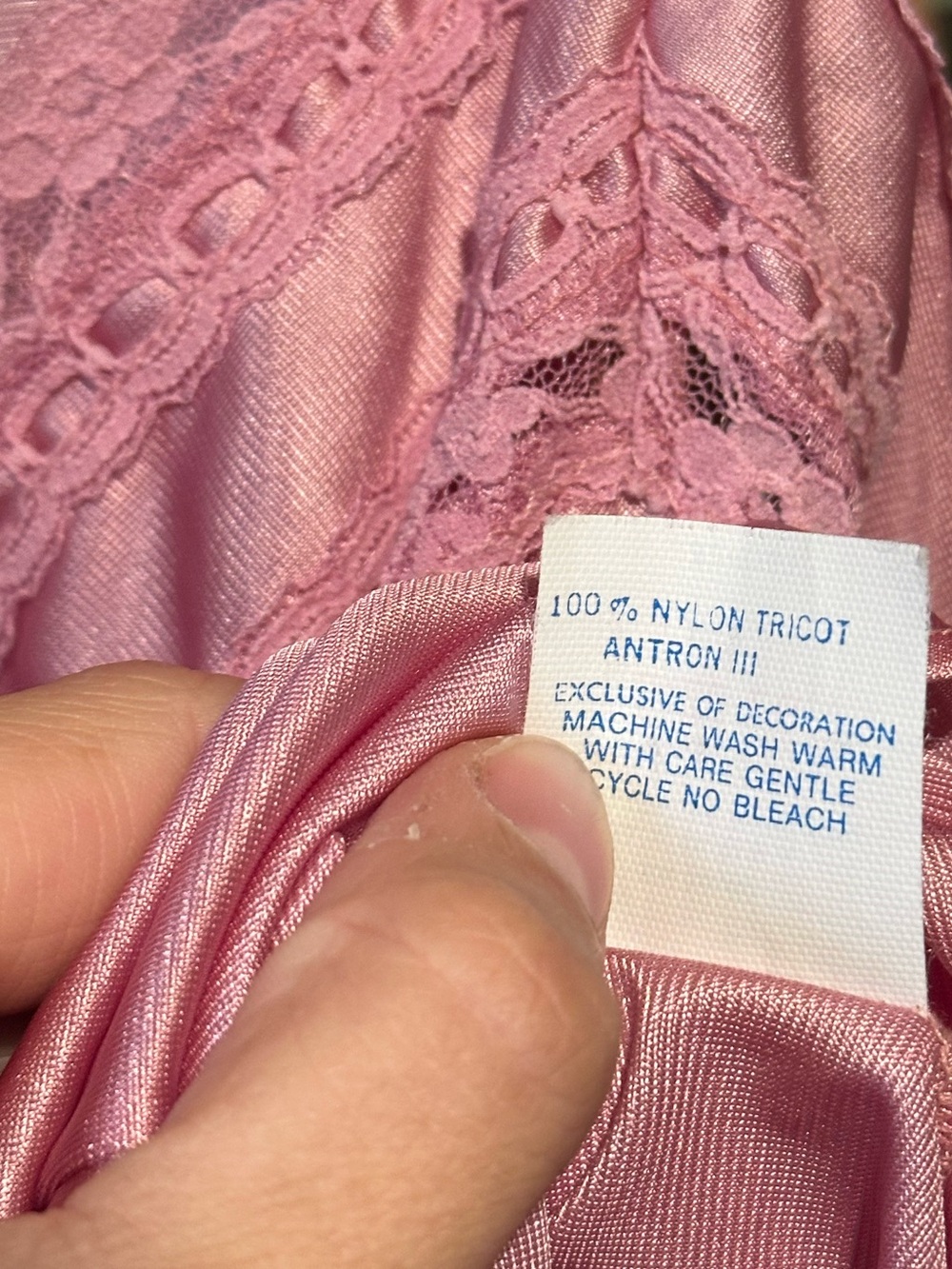 Vintage Pink Teddy Lace Trim Body Suit One Piece Tank Top Large - Picture 8 of 8